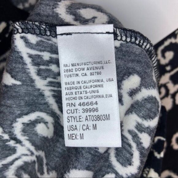 Athena Black Damask Tunic Scroll Cover Up Size Med - Picture 6 of 15